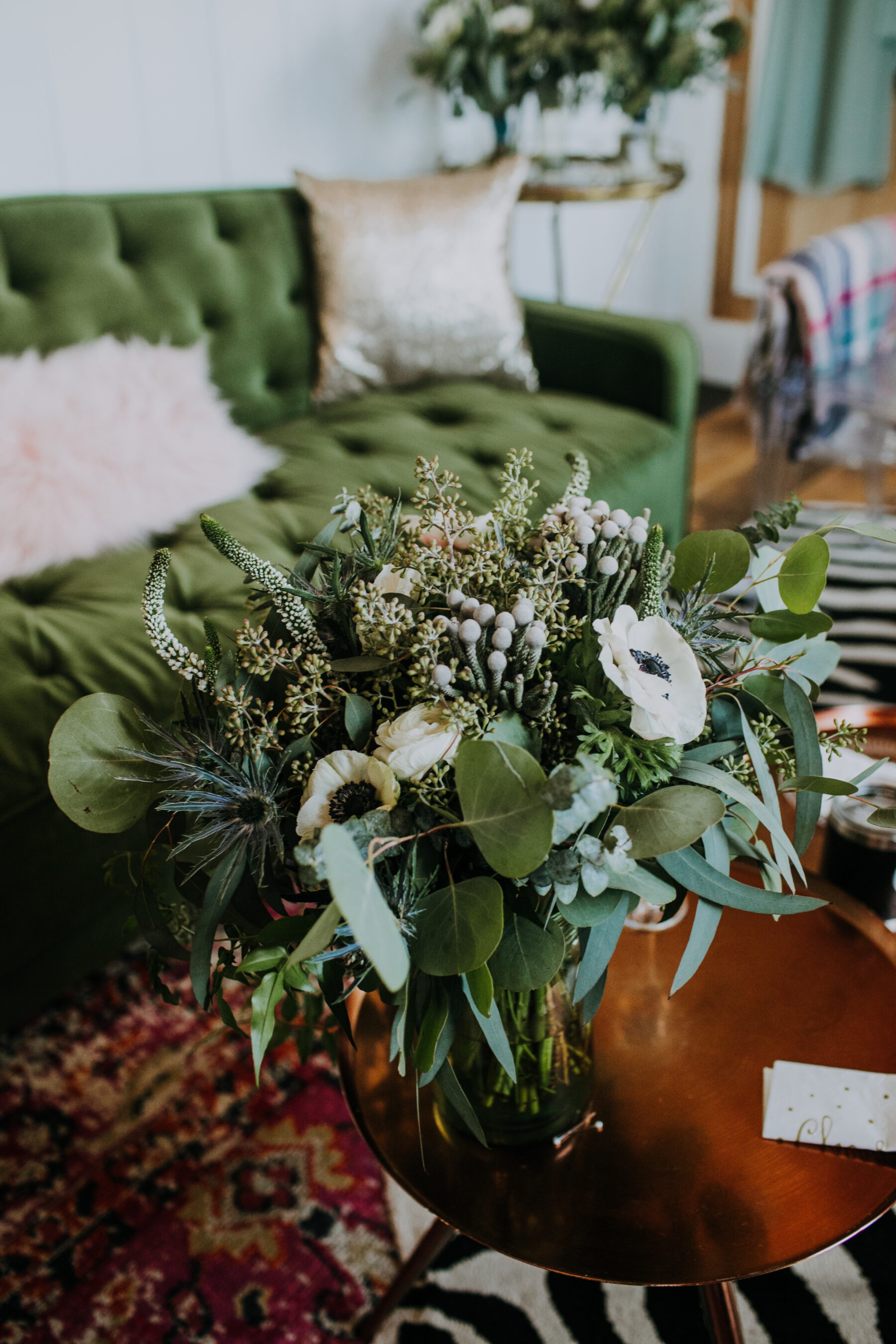 White and greenery wedding bouquet: Nashville Wedding with Beautiful Views by Teale Photography featured on Nashville Bride Guide