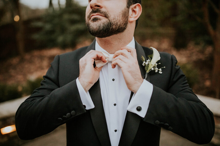 Black and white wedding tuxedo