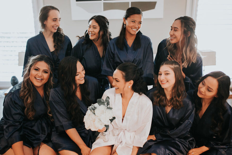 Navy blue bridal party robes
