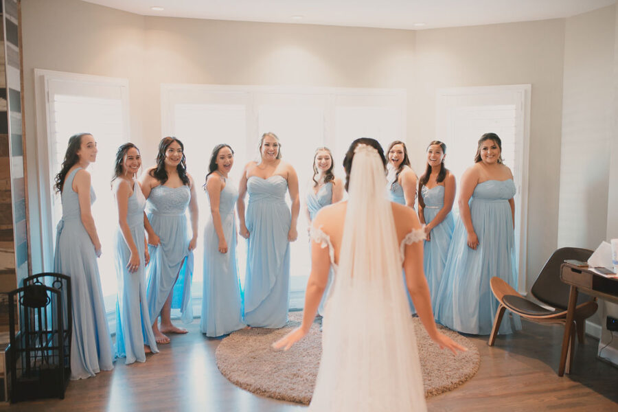 Bridal party first look: Romantic Outdoor Wedding at Reunion Stay