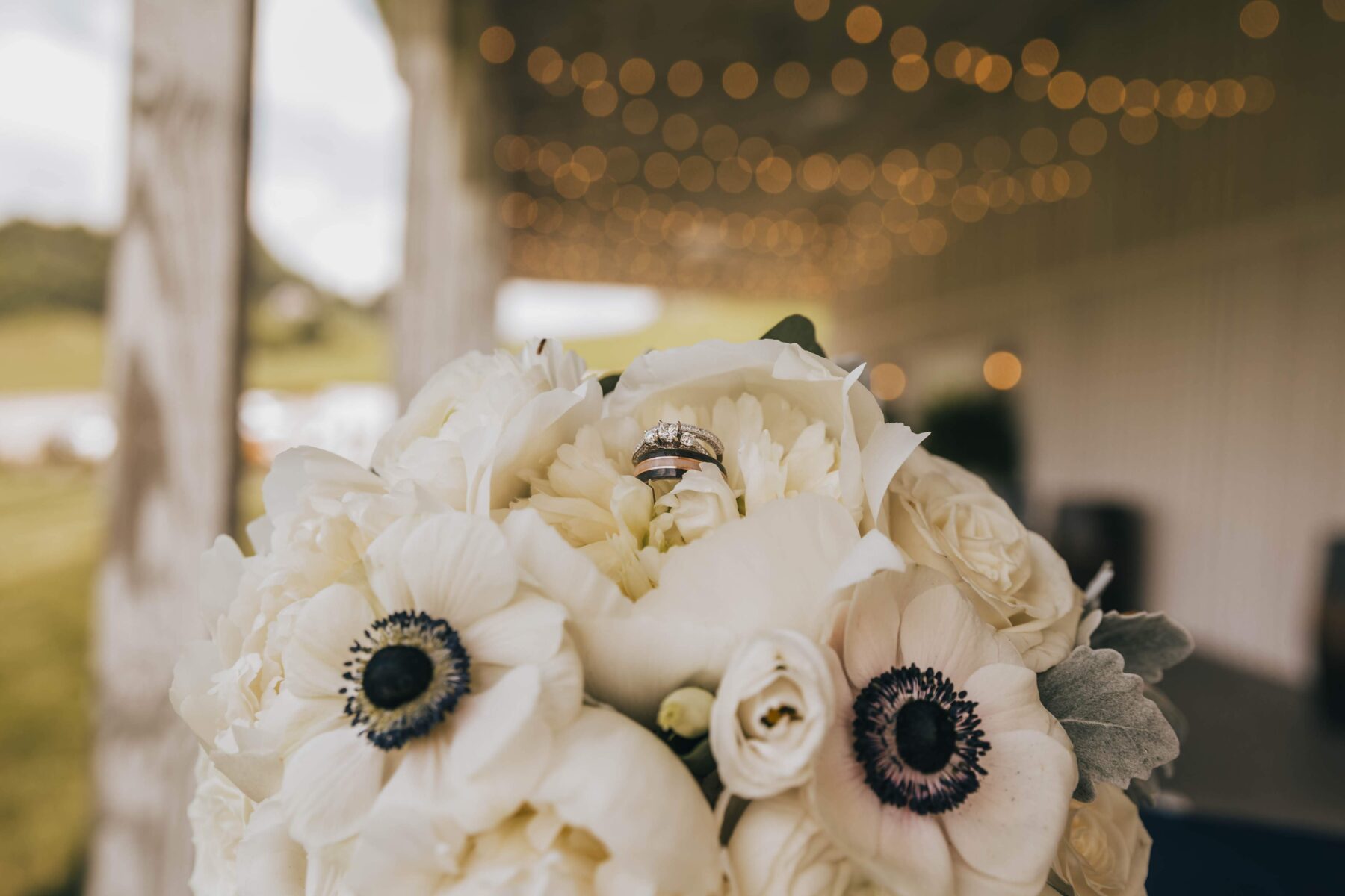 White wedding flowers: White Dove Barn Wedding by Grace Upon Grace Photography featured on Nashville Bride Guide