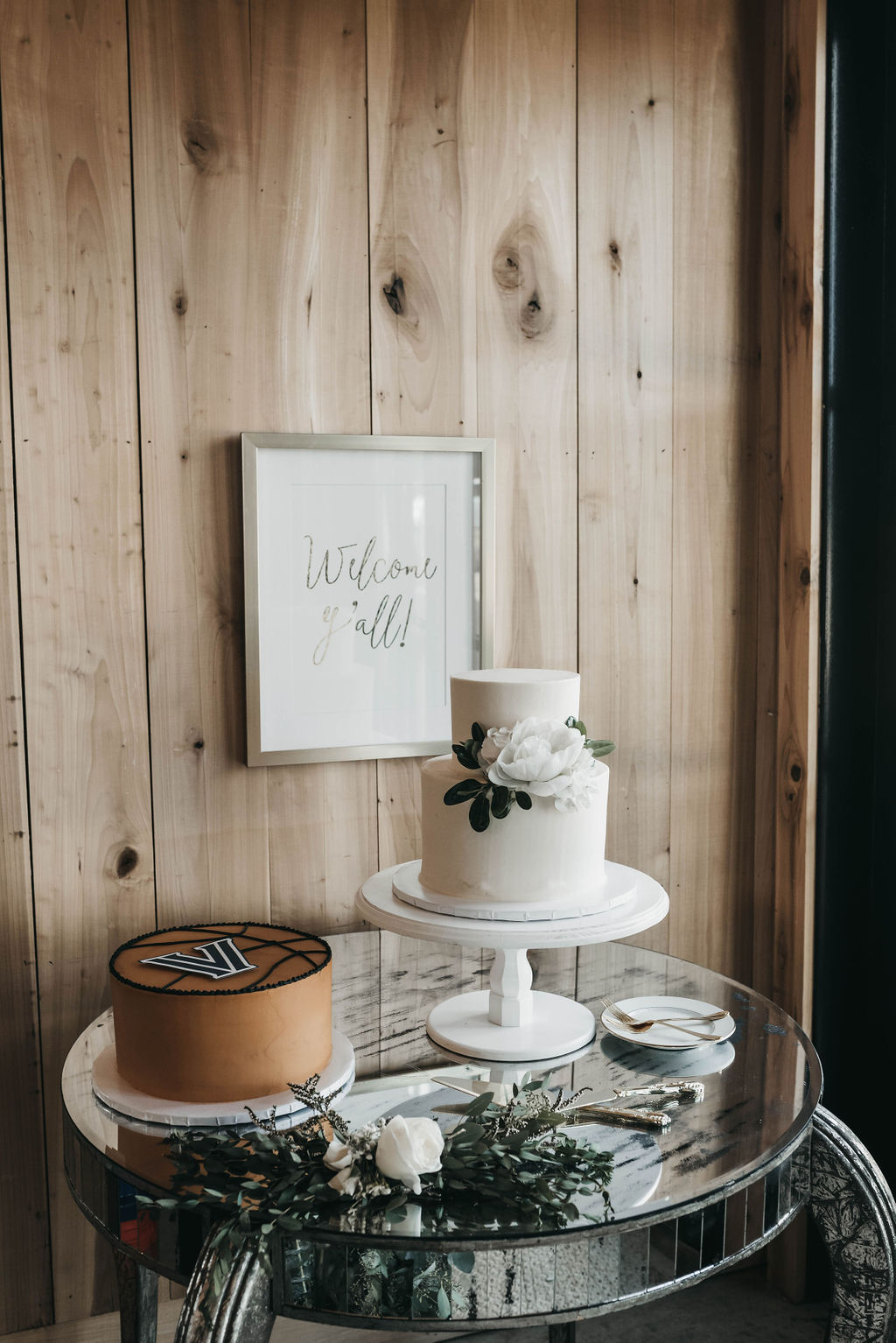 wedding cake and dessert display