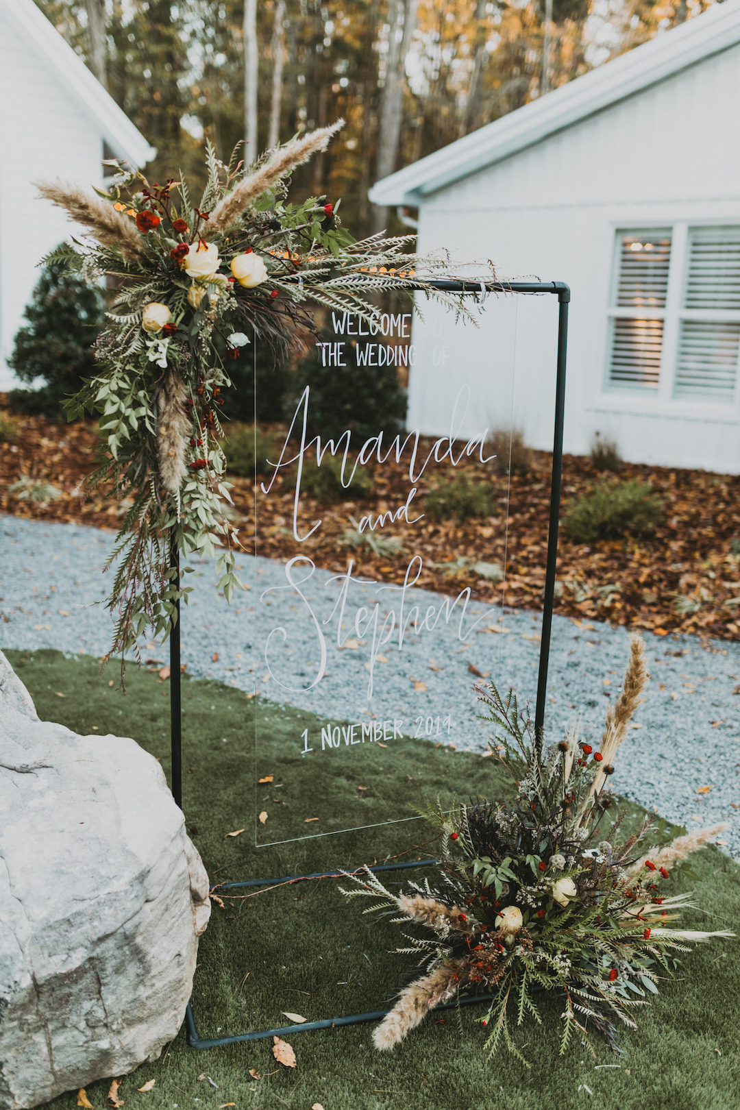 Clear wedding welcome sign
