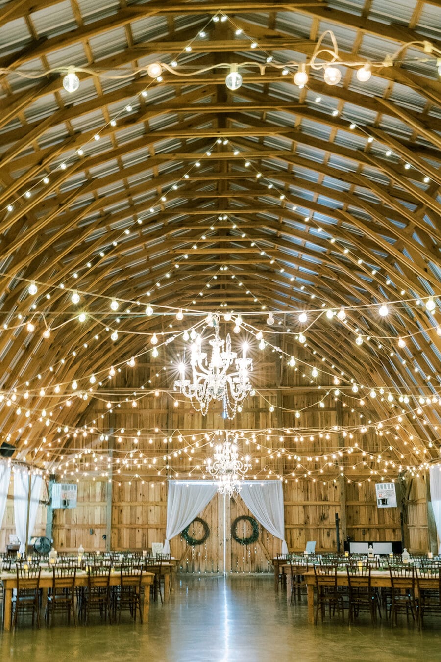Farm wedding reception with bistro lights | Nashville Bride Guide
