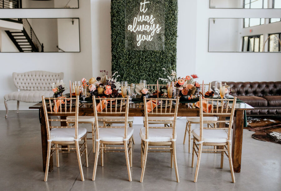 Colorful and modern wedding tablescape
