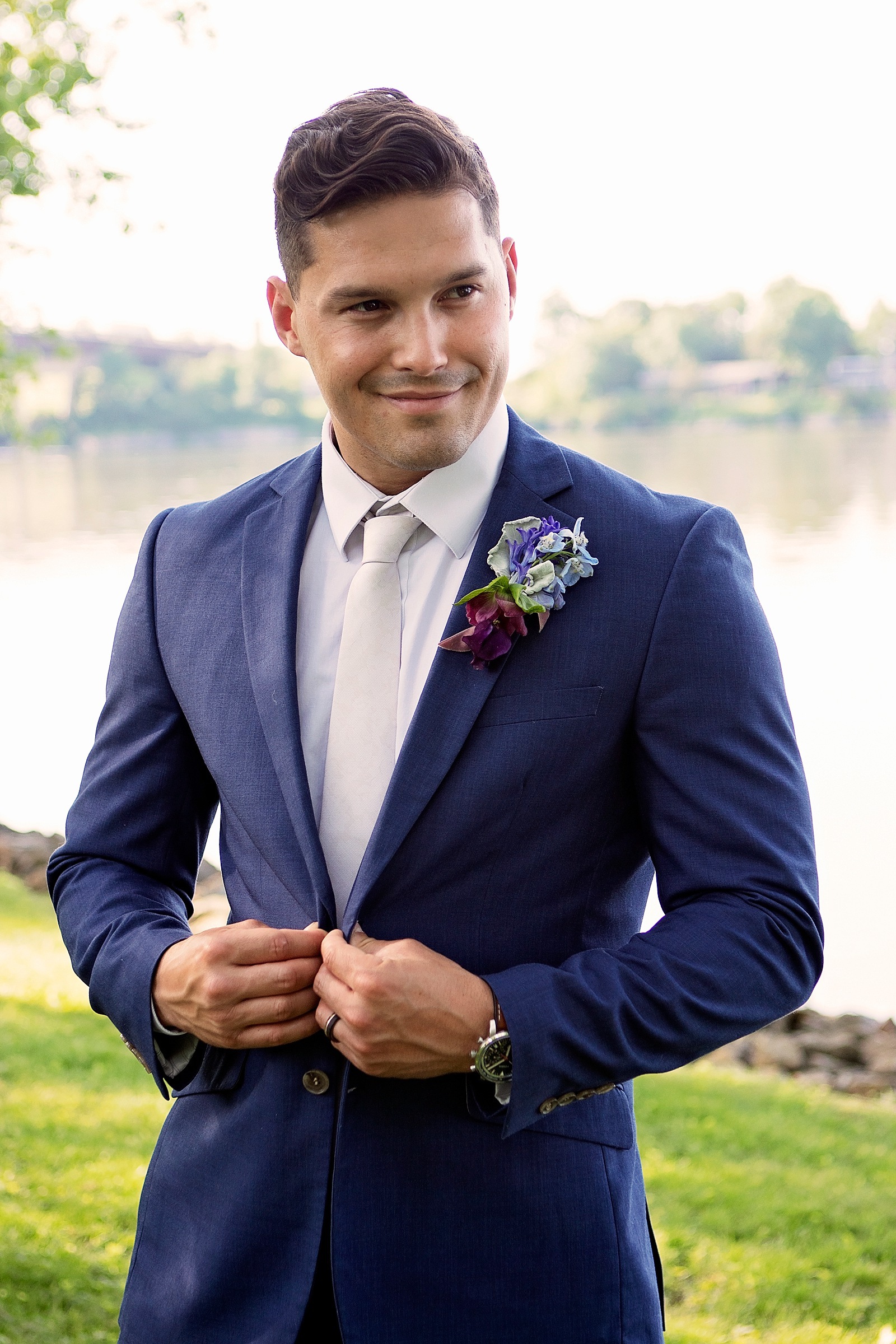 Navy blue wedding tuxedo