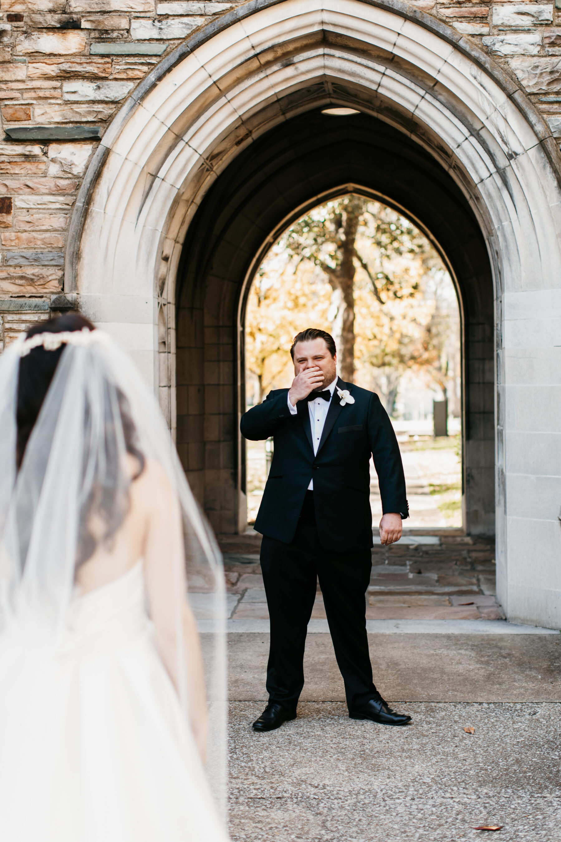 Groom's reaction to bride during first look | Nashville Bride Guide