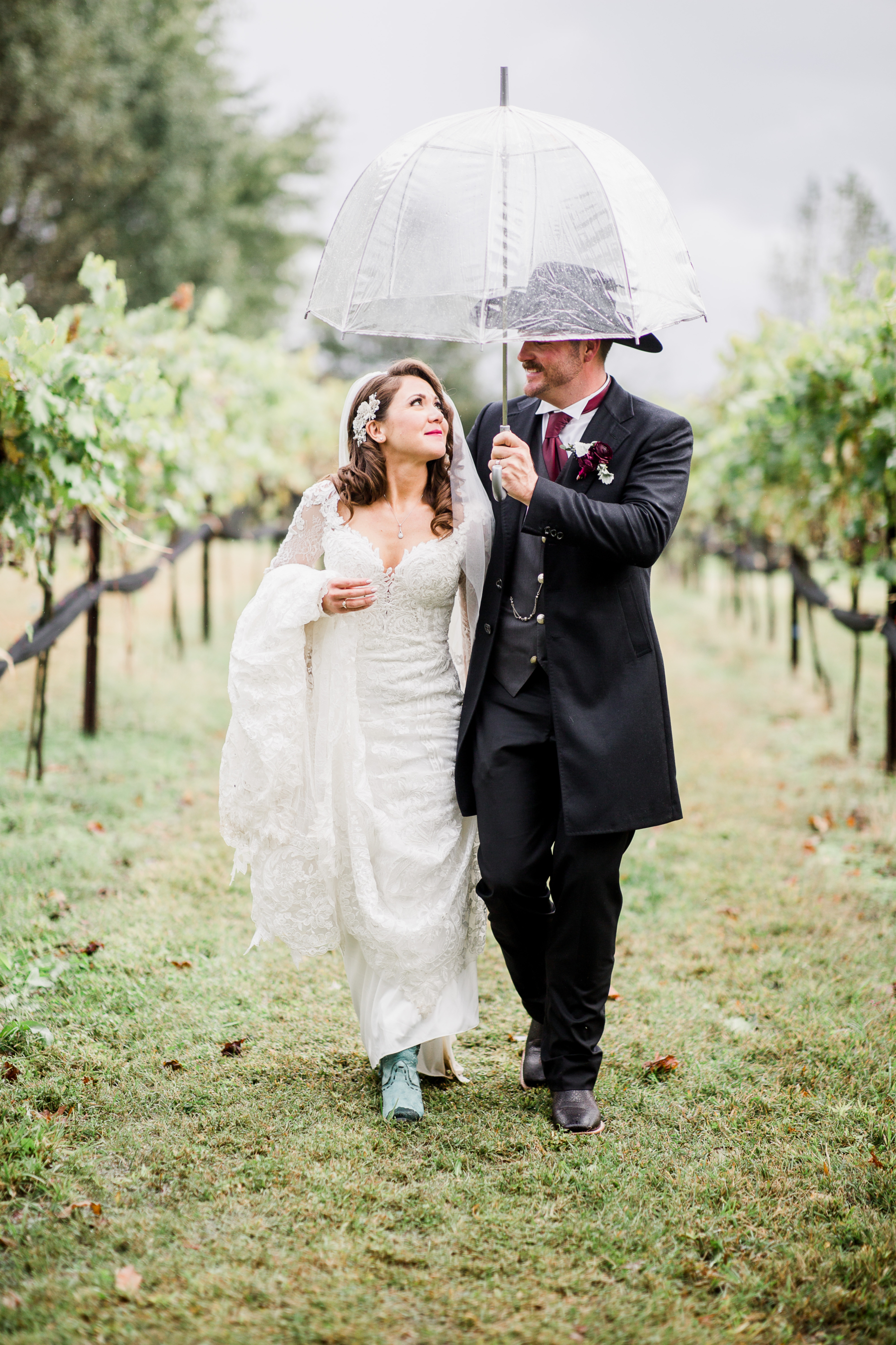 Rainy day wedding ceremony