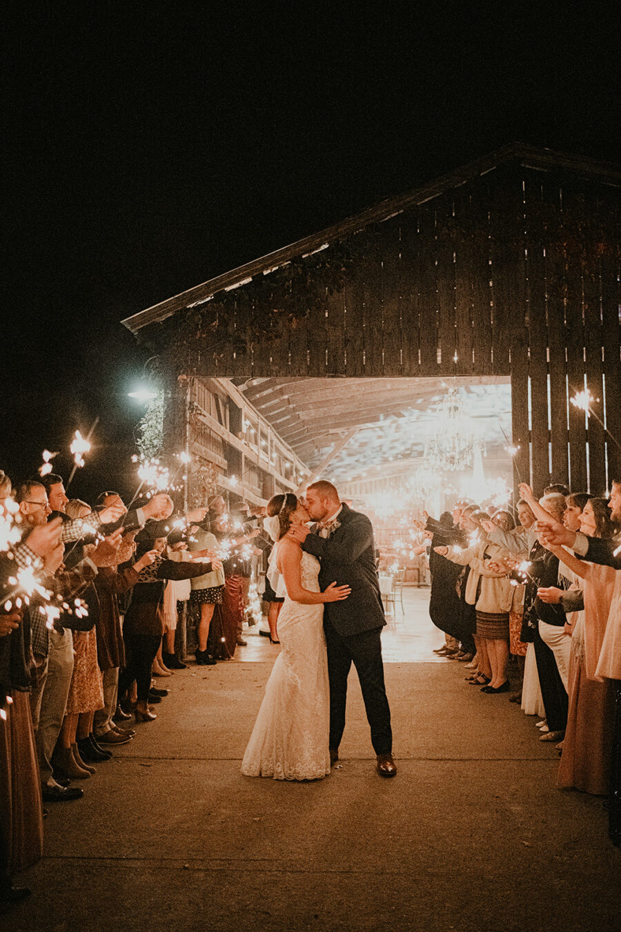 Sparkler wedding exit at Burdoc Farms