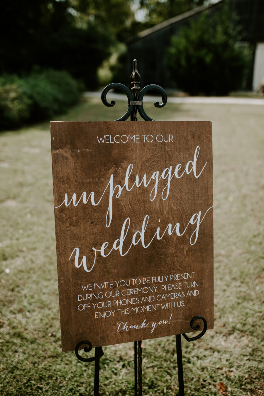 Unplugged wedding wood sign