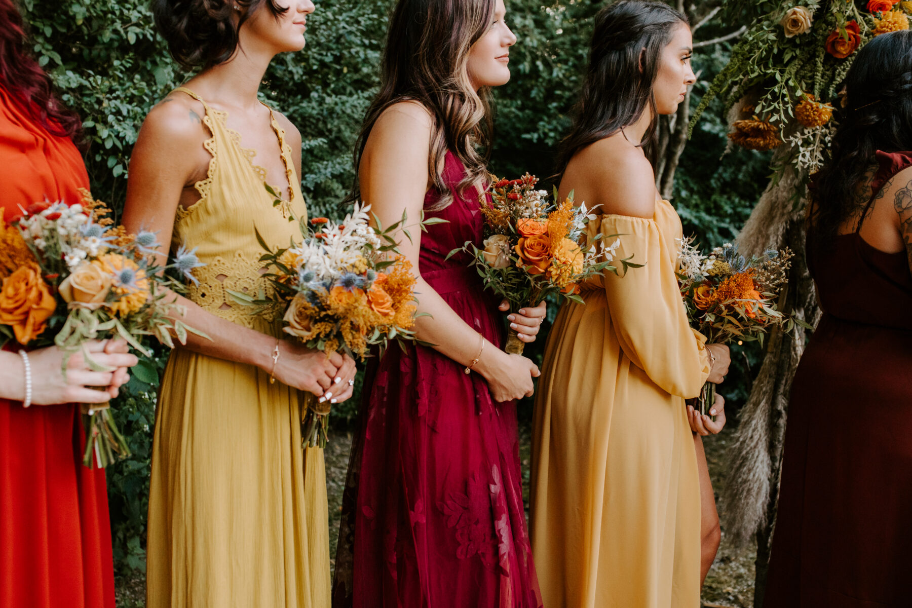 Autumn colored bridesmaid dresses