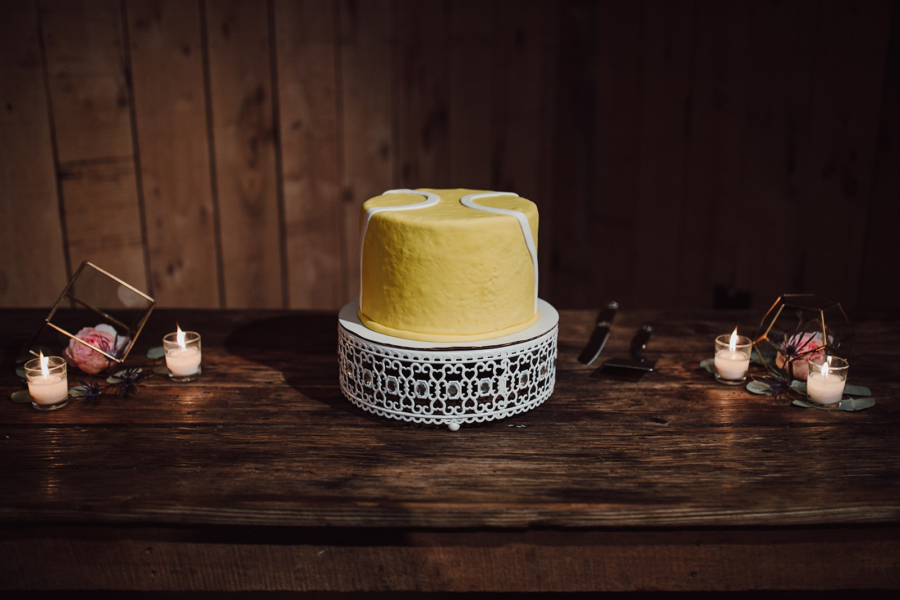 Small yellow wedding cake