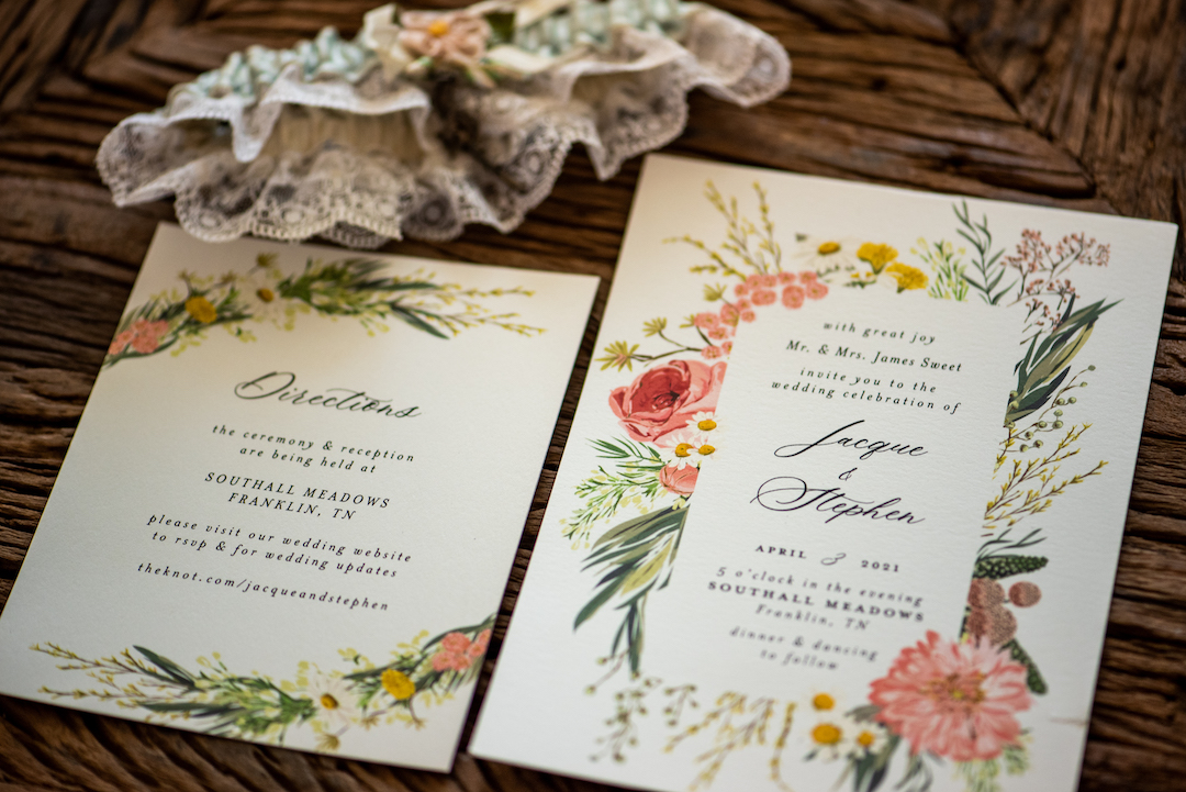 Floral wedding invitation suite