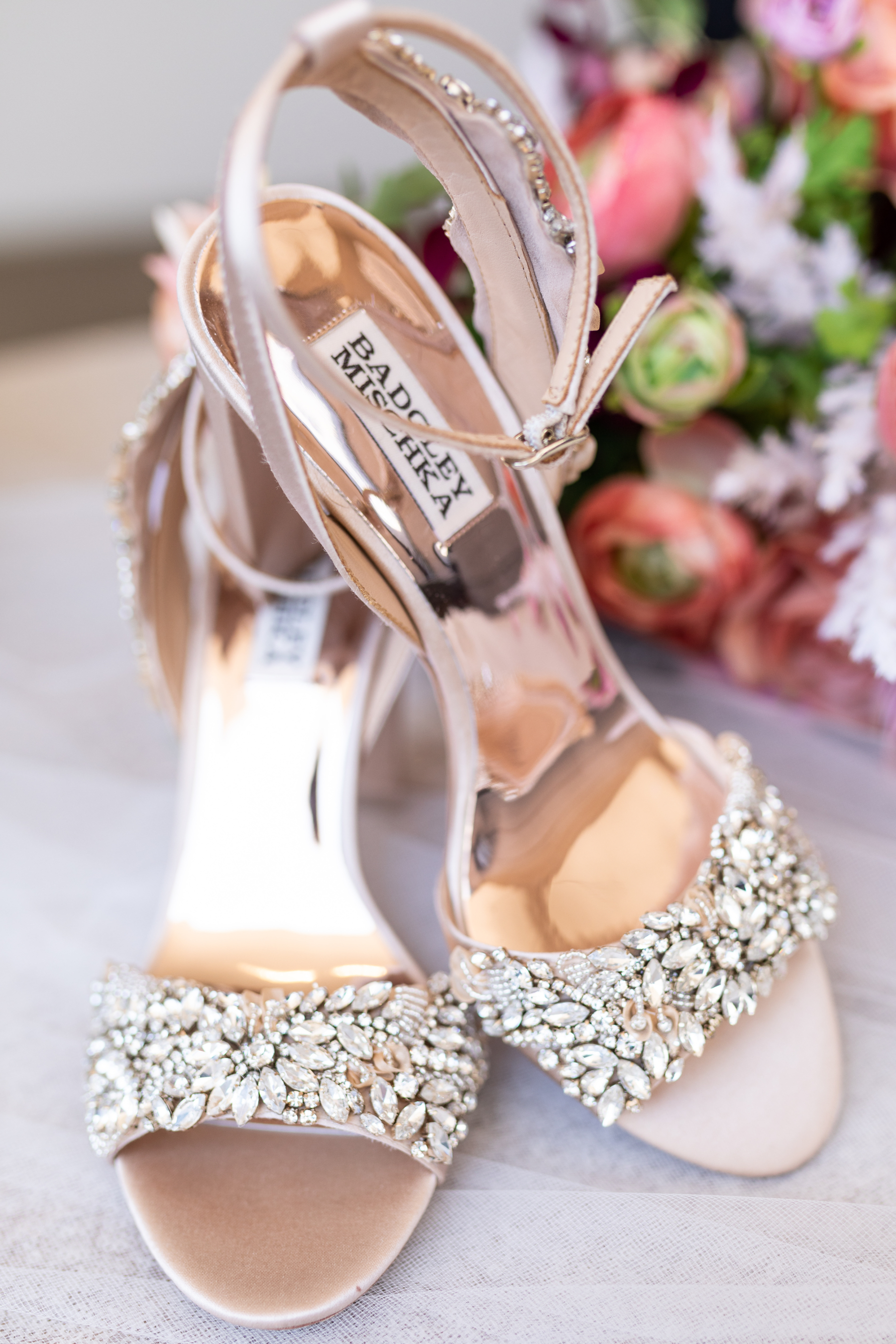 Embellished Badgley Mischka wedding shoes