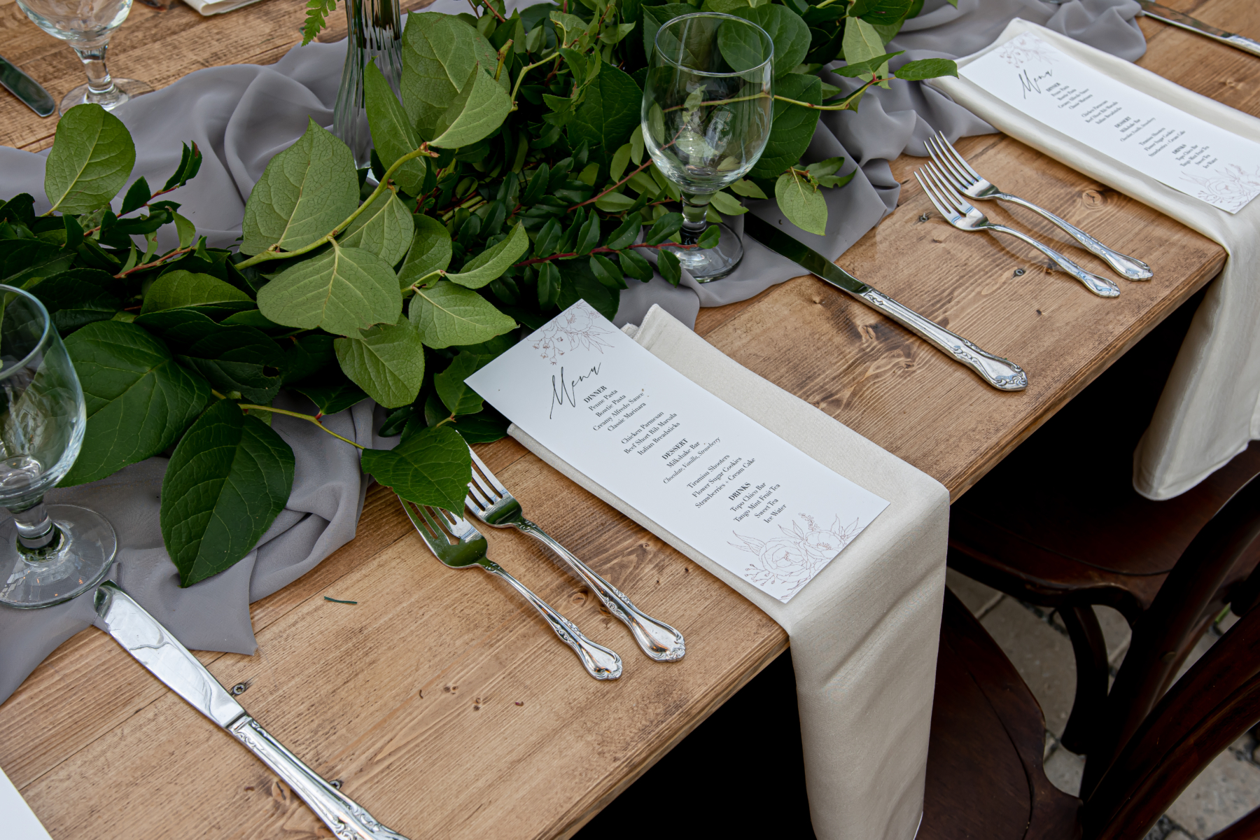 Wedding place setting with menu