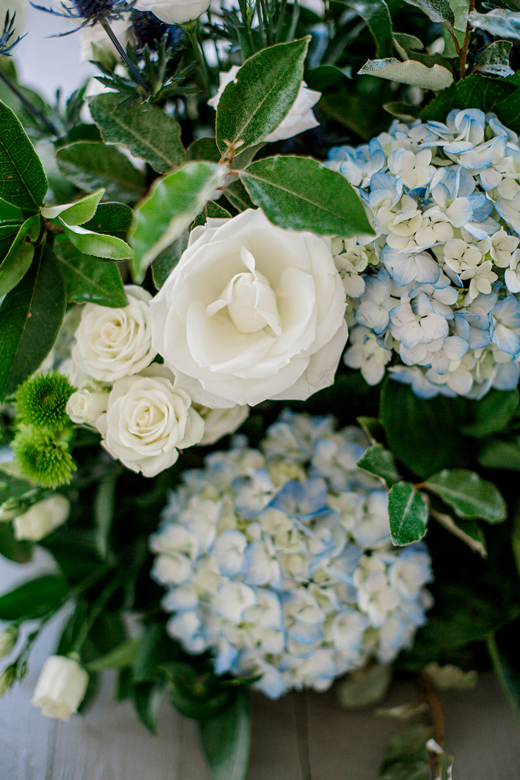 Blue hydrangea wedding flowers