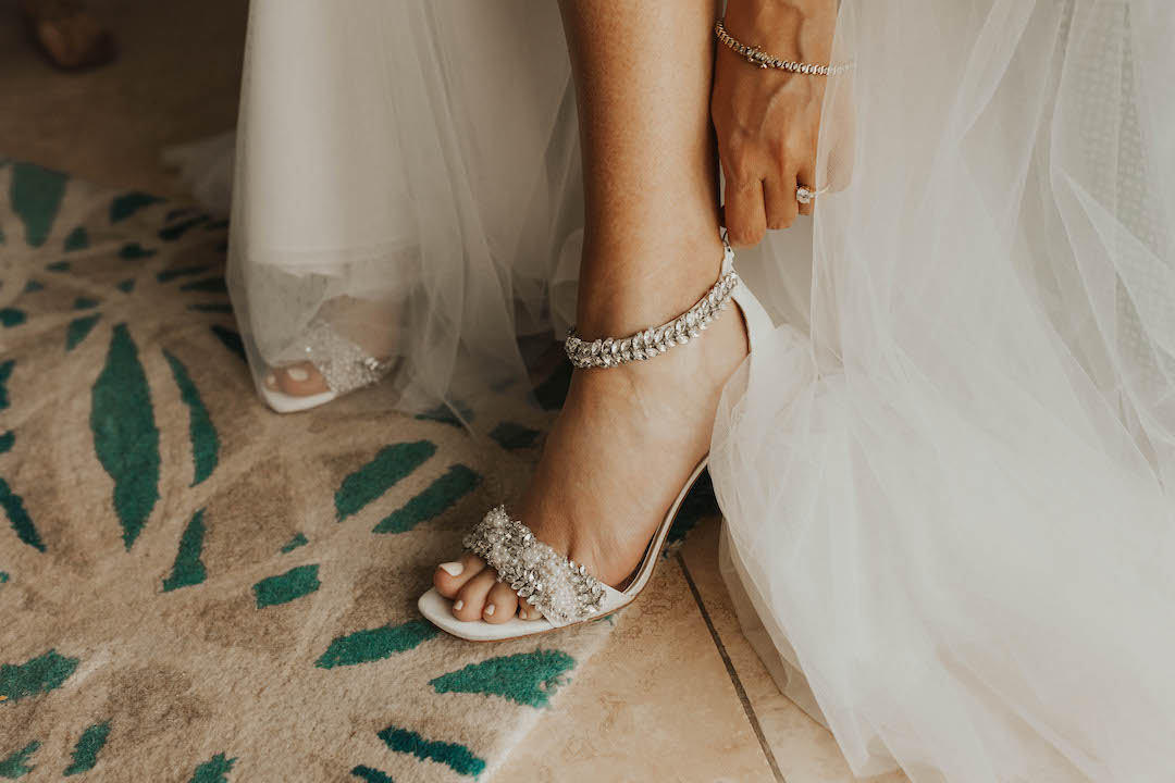 Open-toed wedding shoes