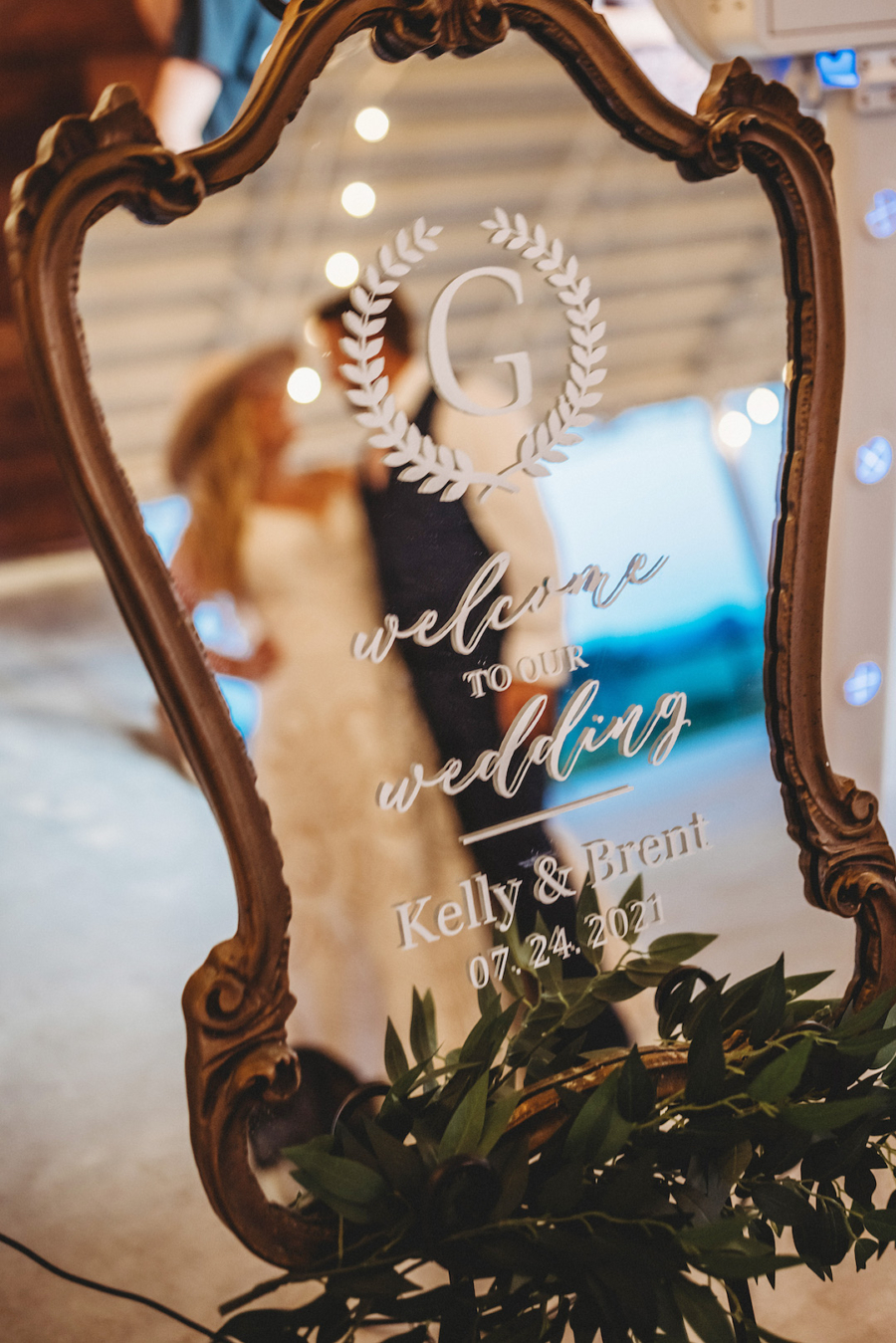 Personalized mirror wedding welcome sign