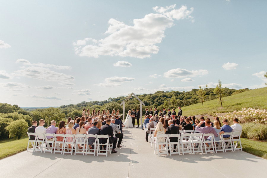 Outdoor wedding ceremony at The Barn at Cranford Hollow