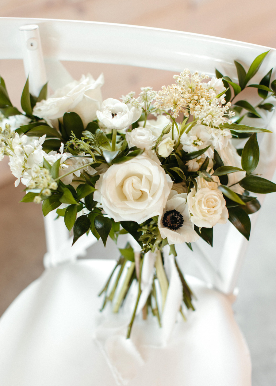 White and greenery wedding bouquet