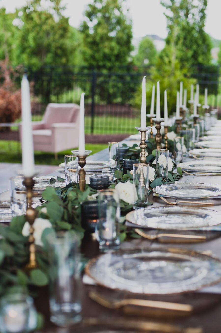 Family style outdoor wedding table