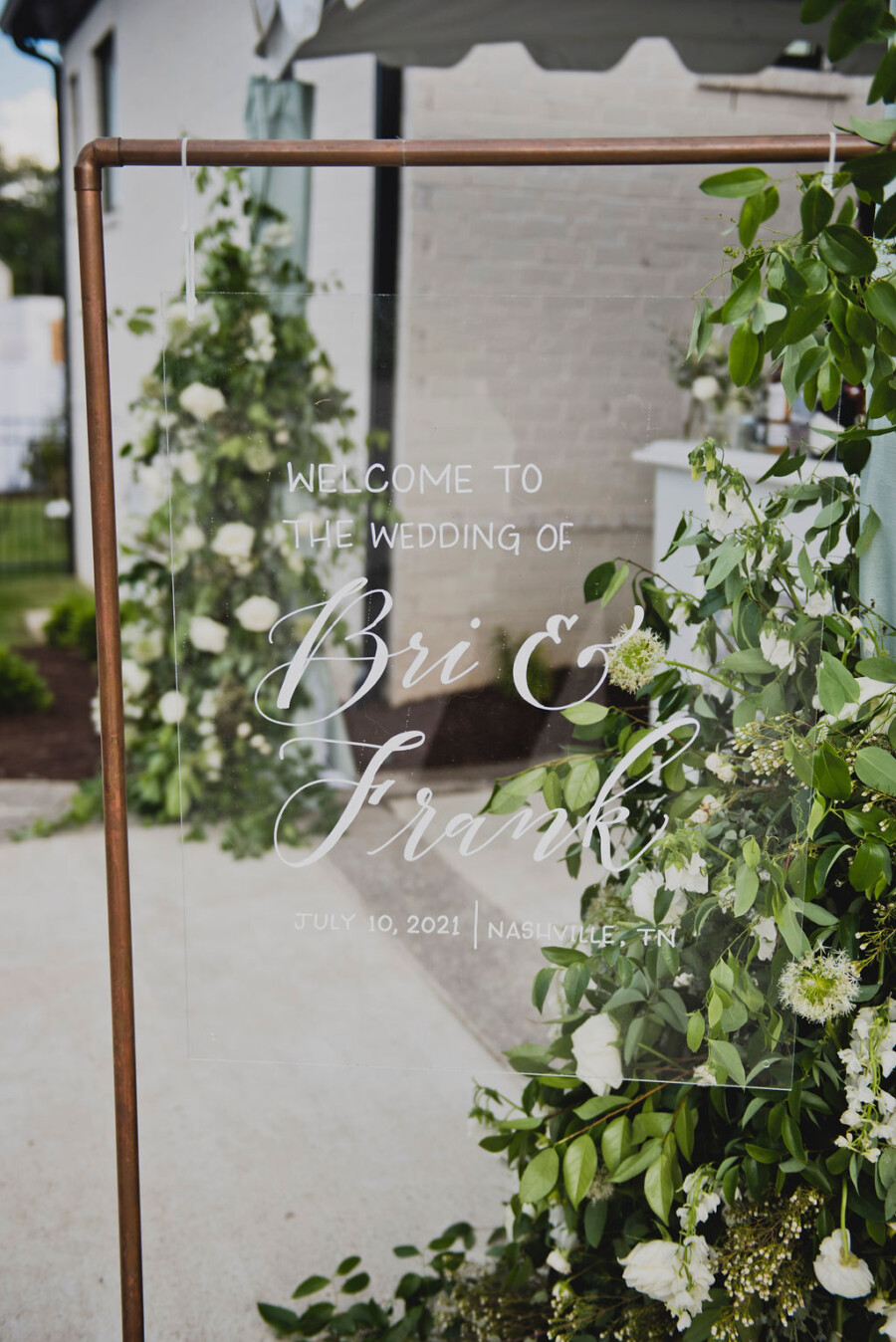 White Ink Calligraphy wedding welcome sign