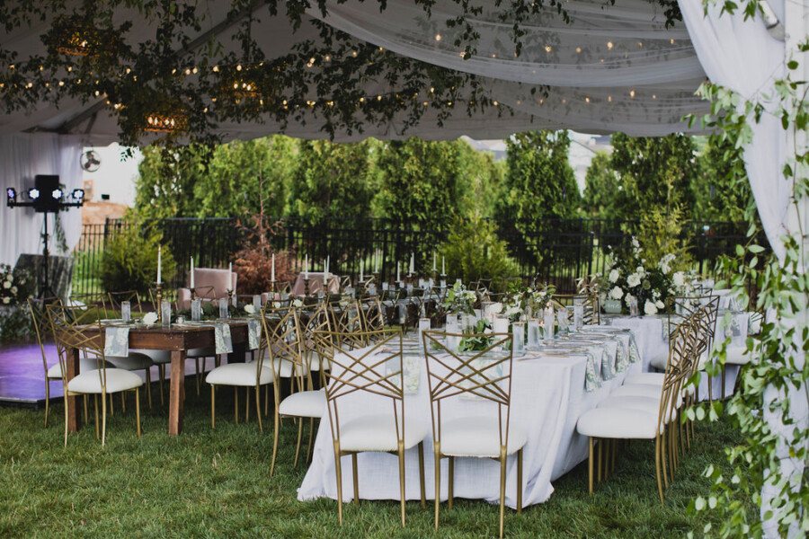 Tented backyard wedding decor by Read Event House