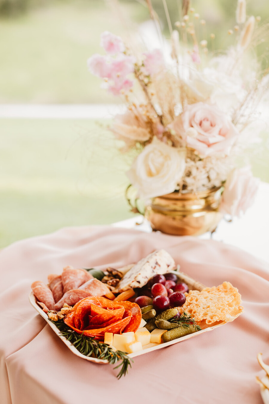 Single serve wedding charcuterie plate