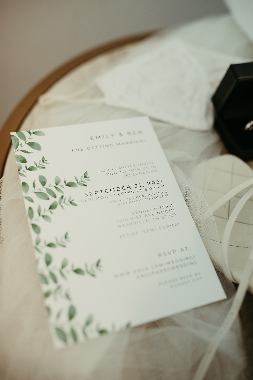greenery wedding invitation design