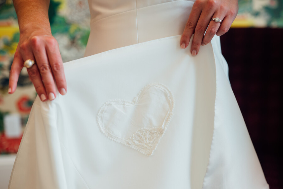 Embroidered wedding dress memorbilia