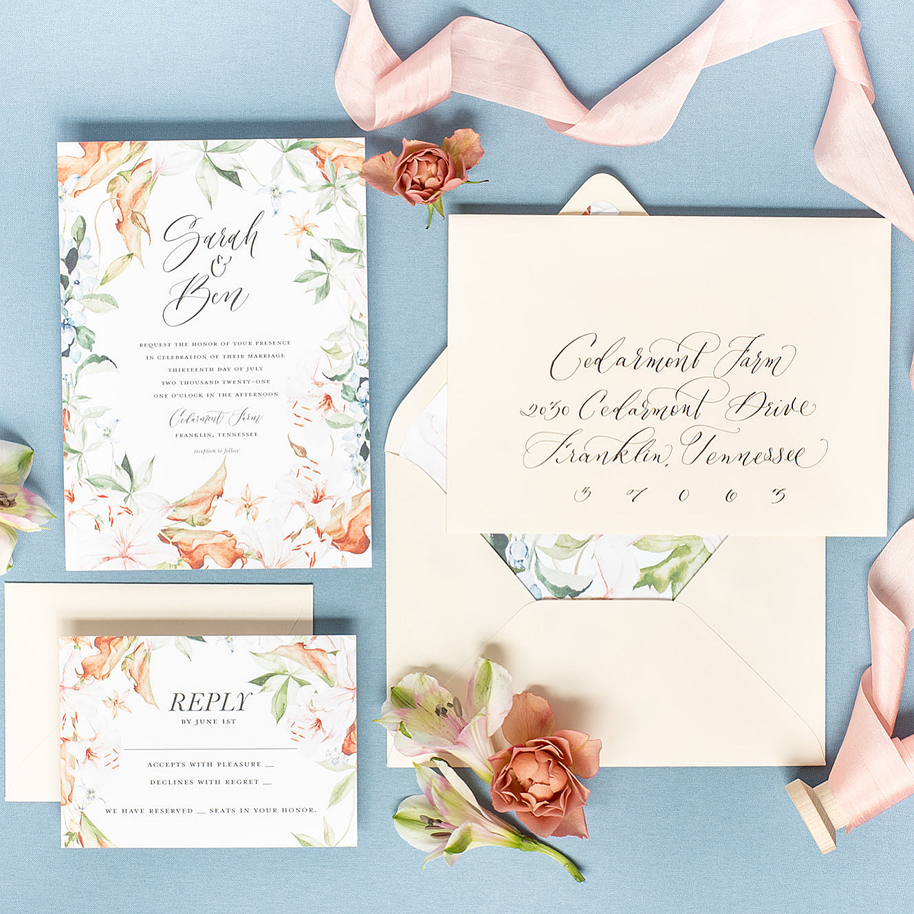 New Wedding Invitation Suites from White Ink Calligraphy