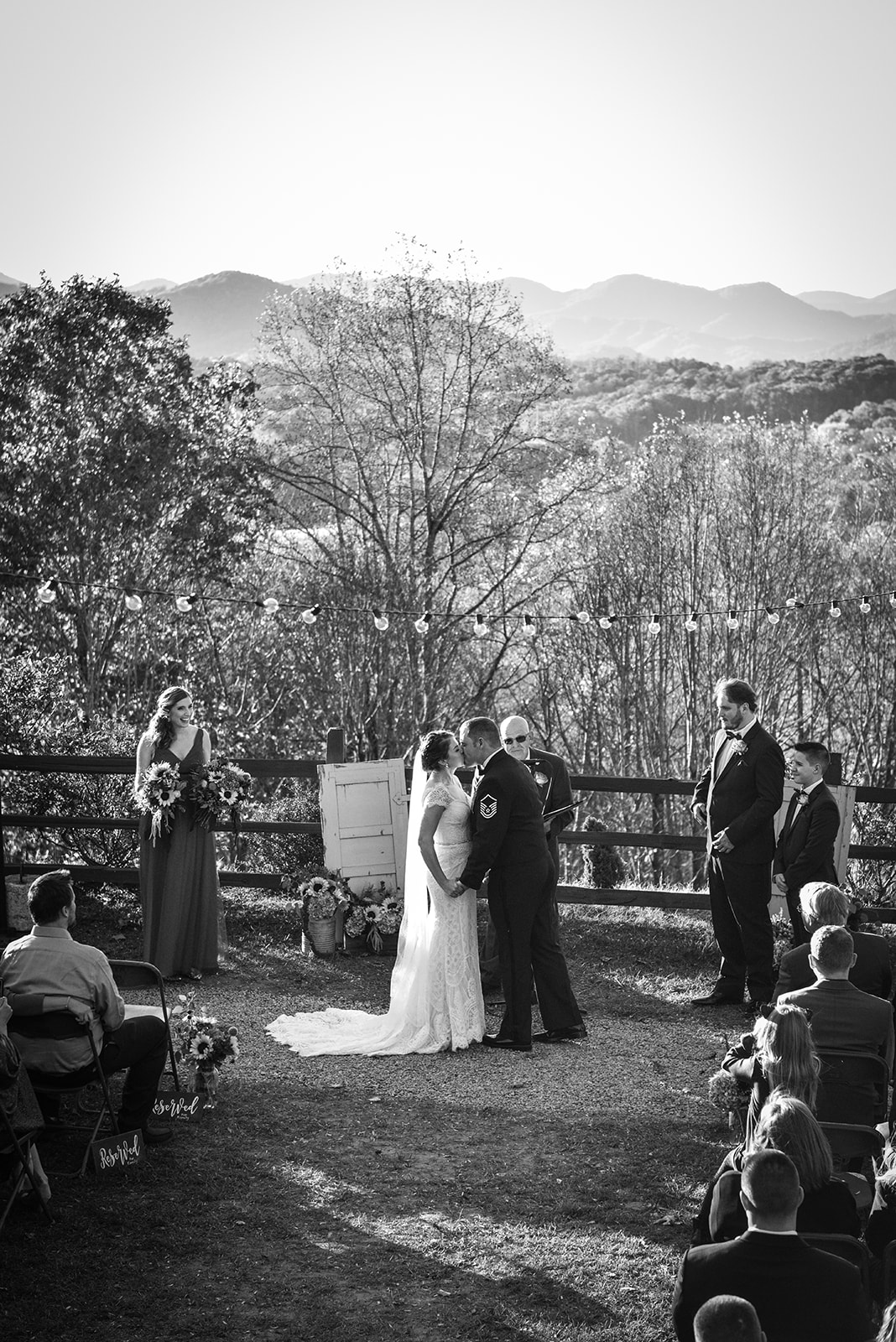 Outdoor wedding ceremony at Crest Pavilion Asheville