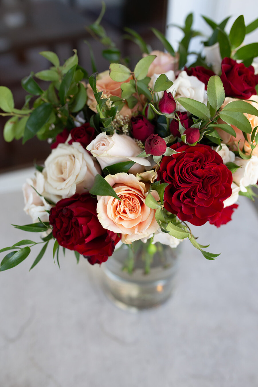Larson Floral Co. red and white wedding flowers