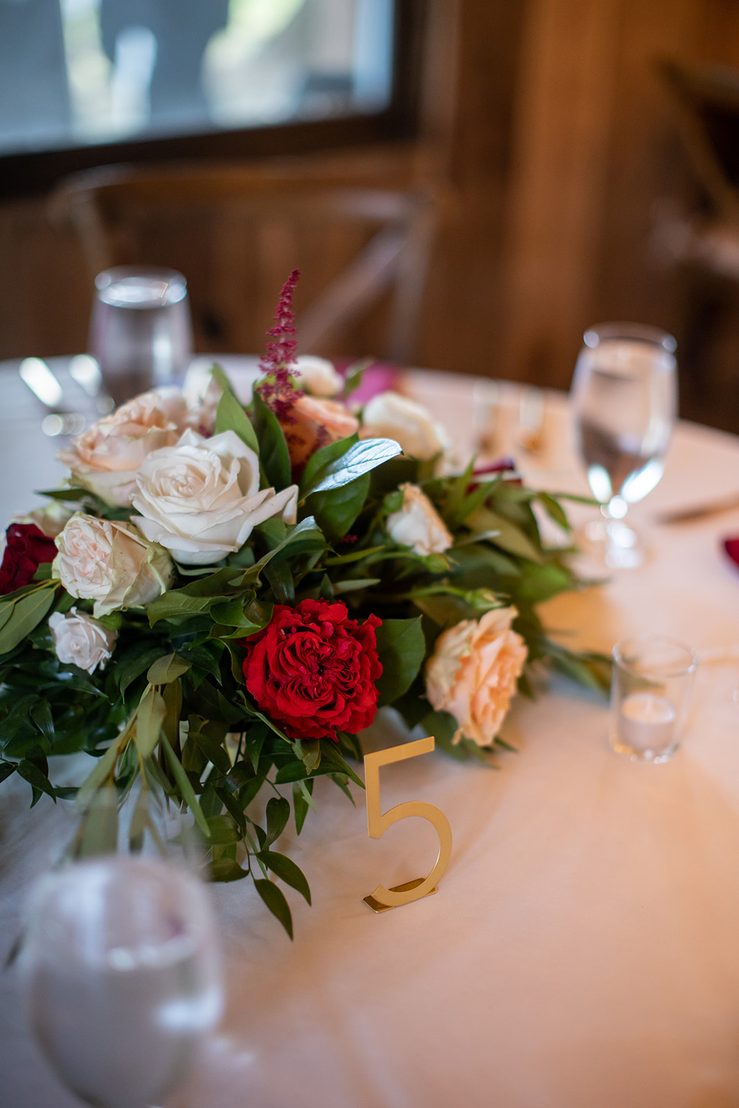 Red and white wedding centerpieces