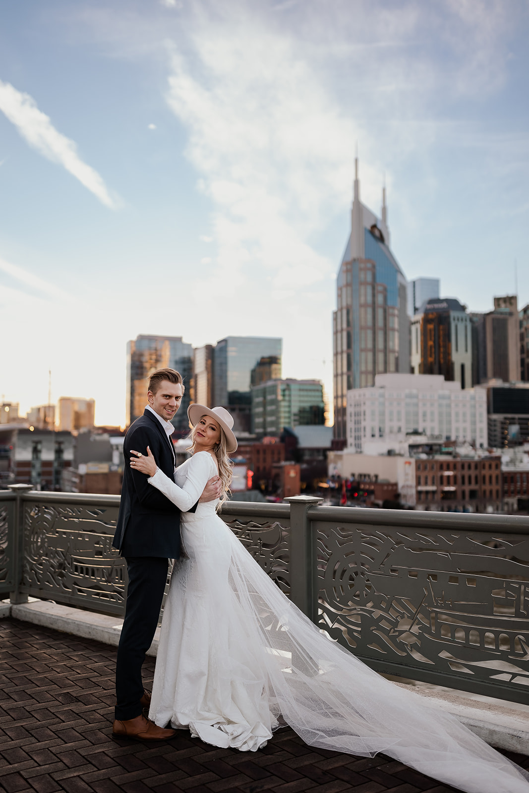 Rooftop Pedestrian Bridge Nashville Engagement Session