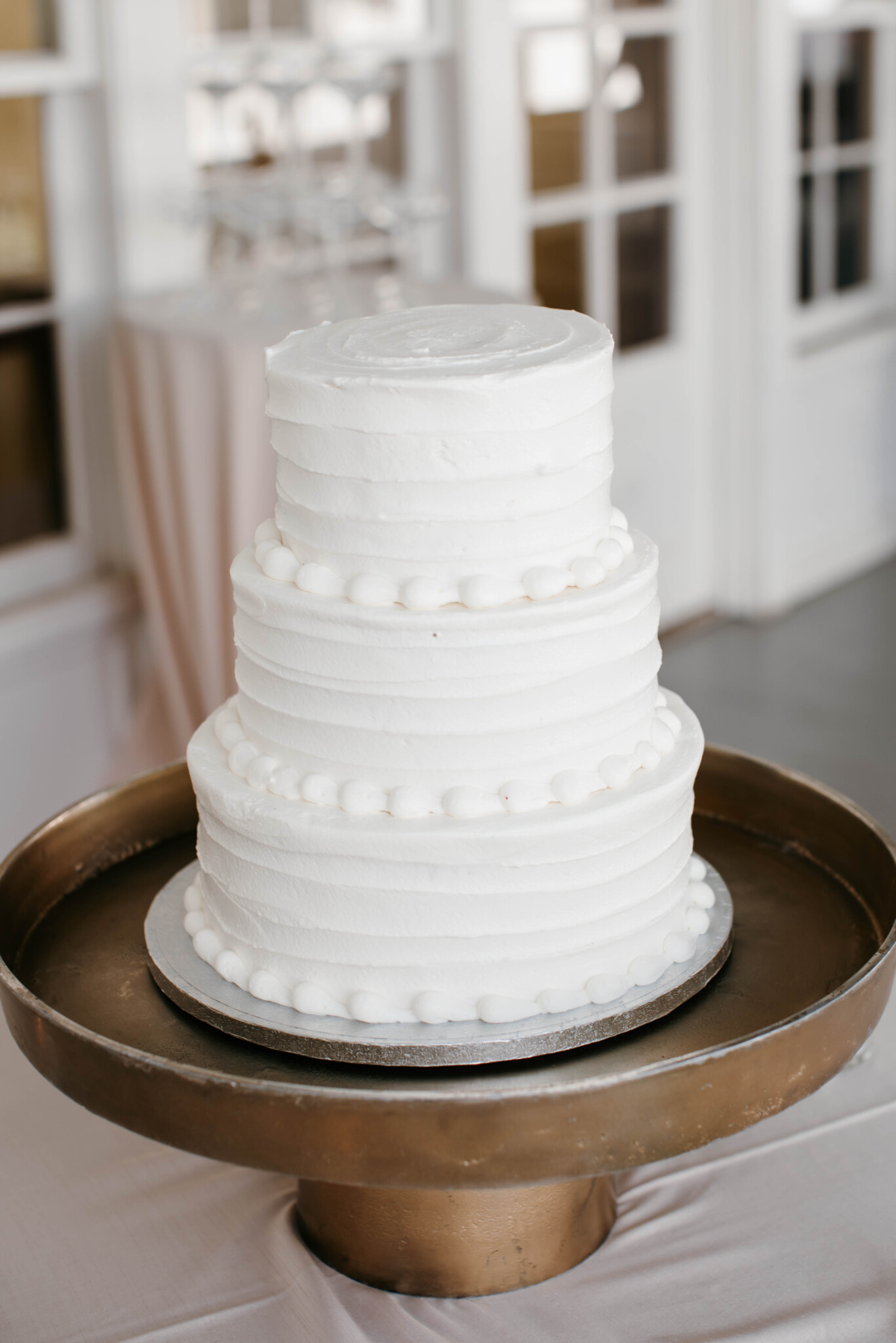 White Wedding Cake with Pipping
