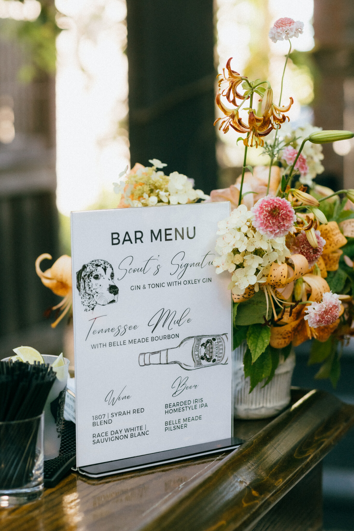 Signature Wedding Drink Sign with Dog