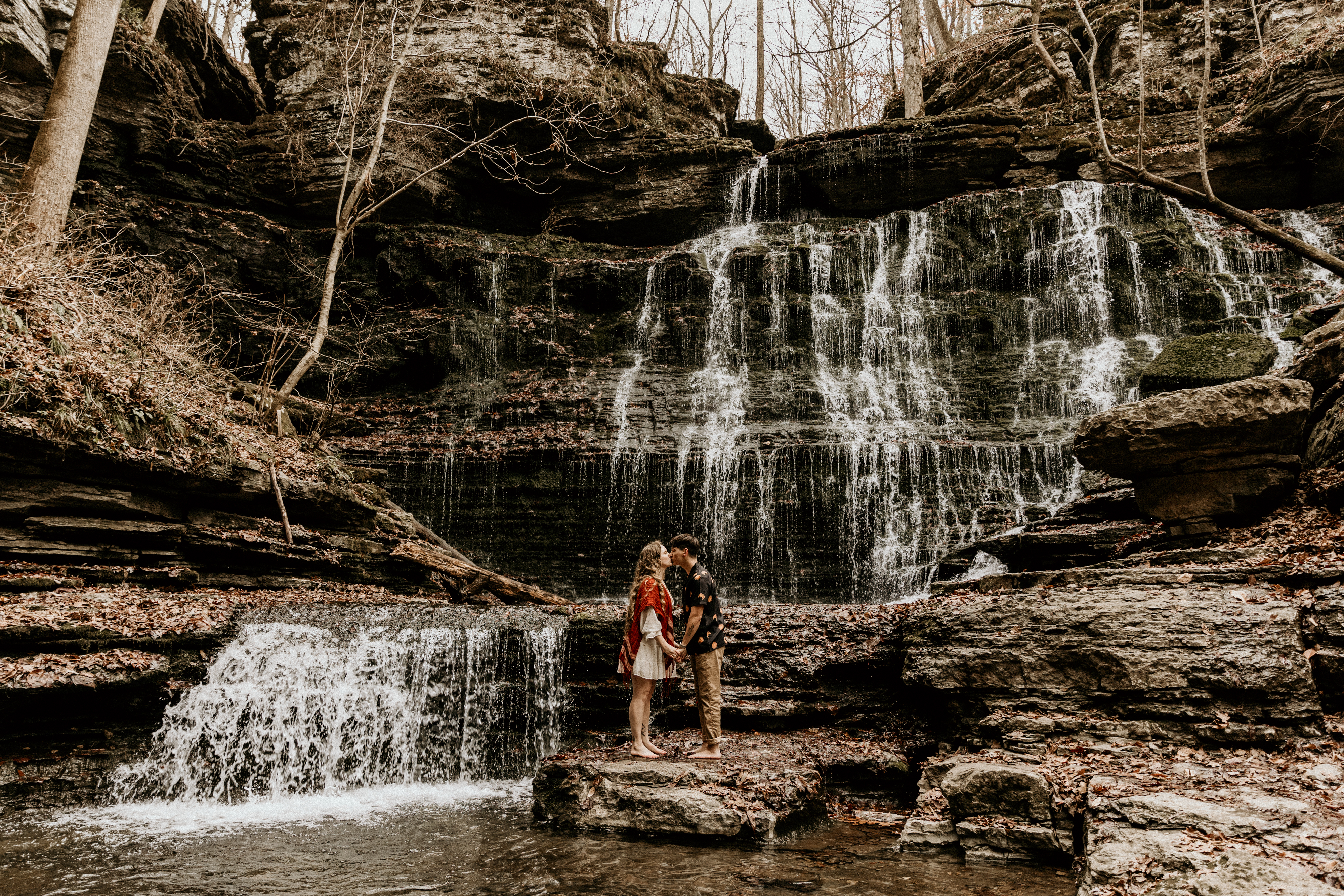 Flirty Waterfall Engagement Session at Machine Falls