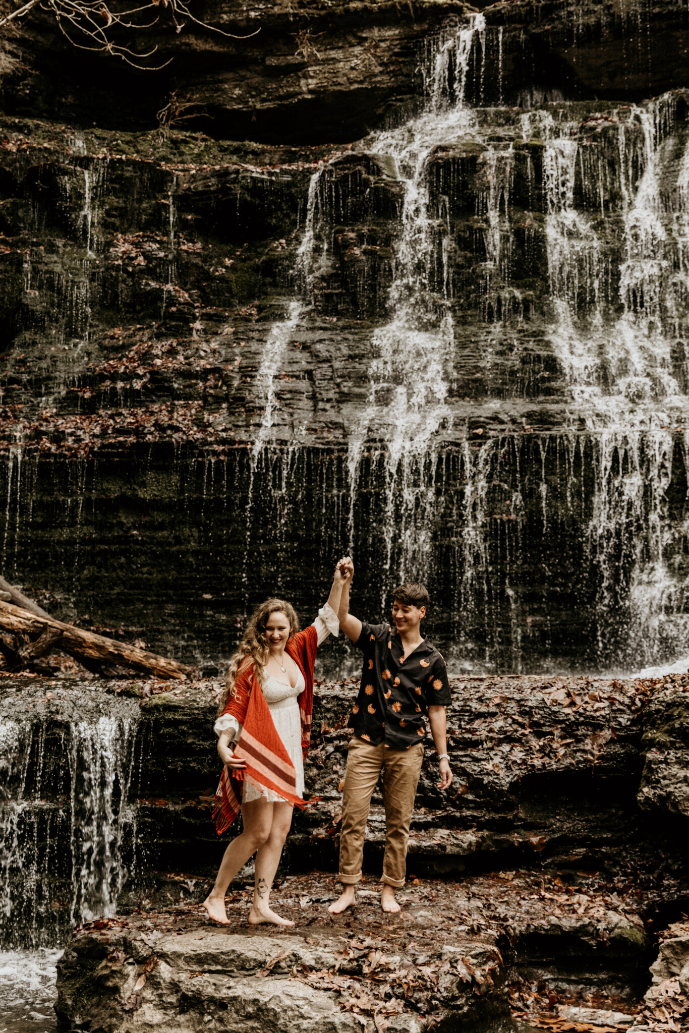 Flirty Waterfall Engagement Session At Machine Falls 