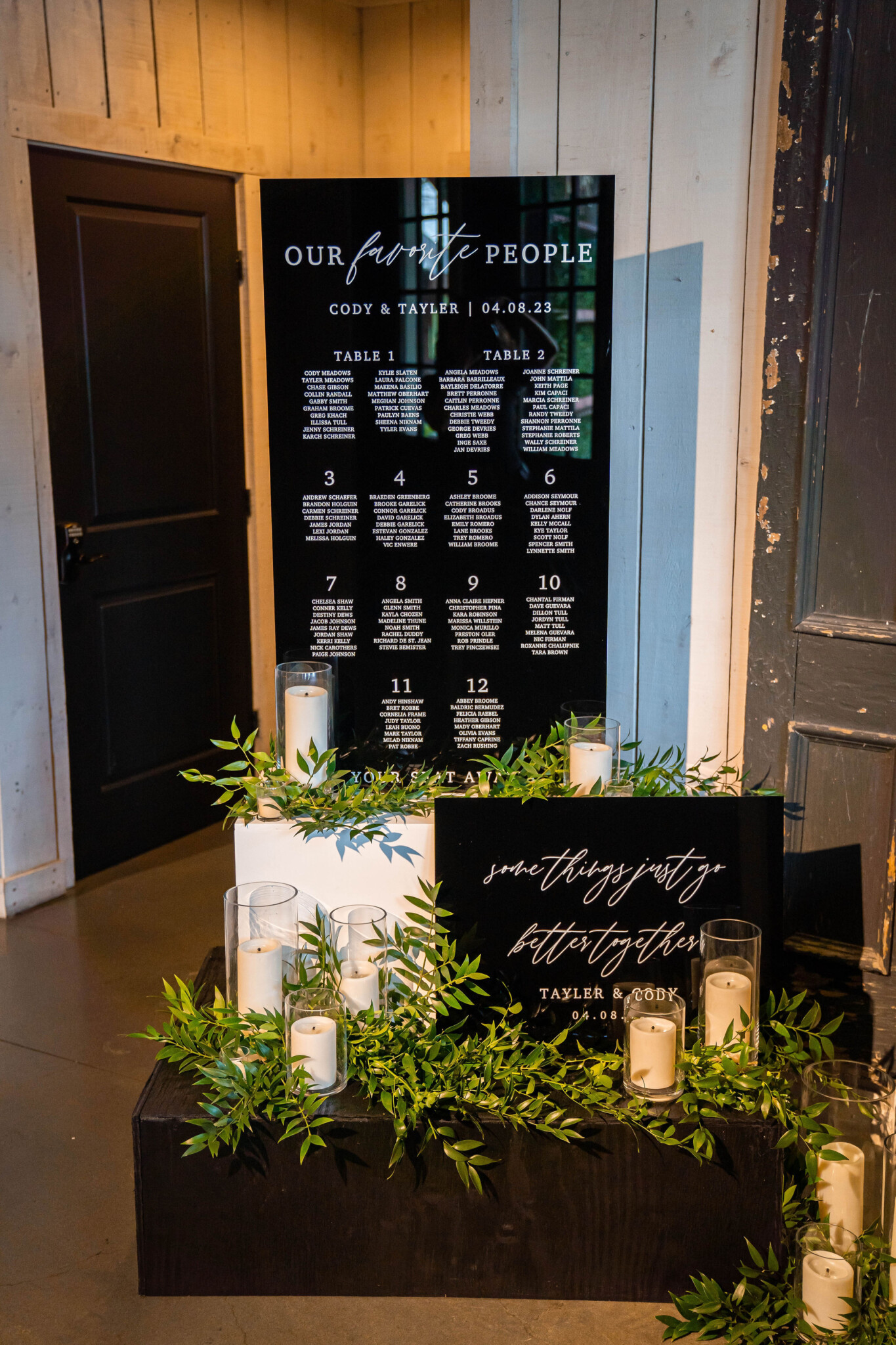black and white wedding signs