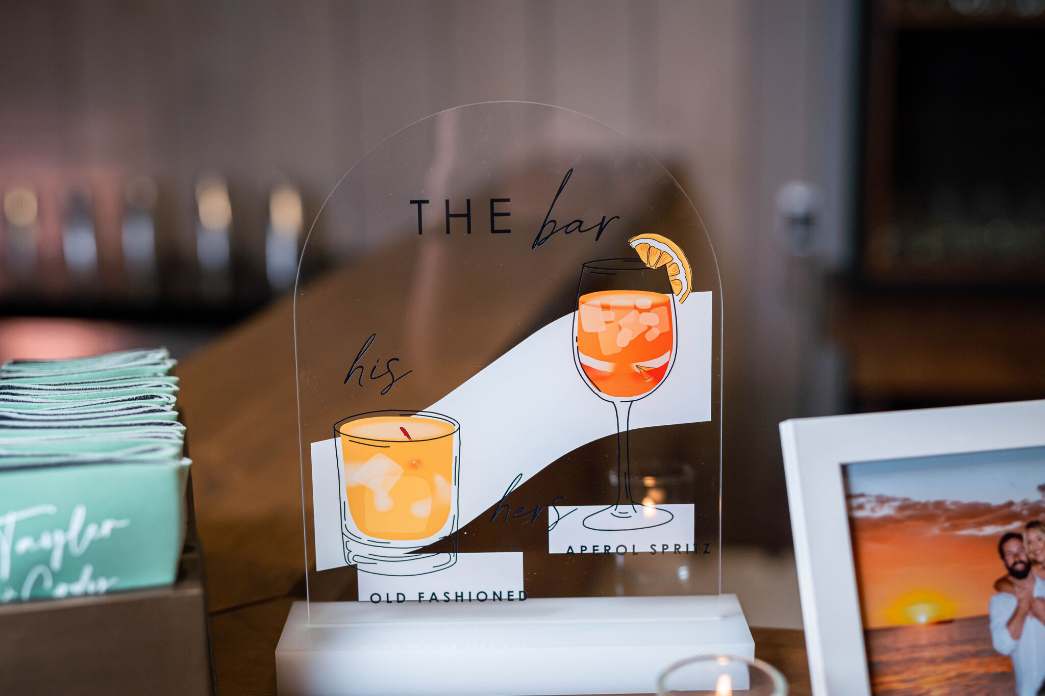 his and hers wedding bar sign