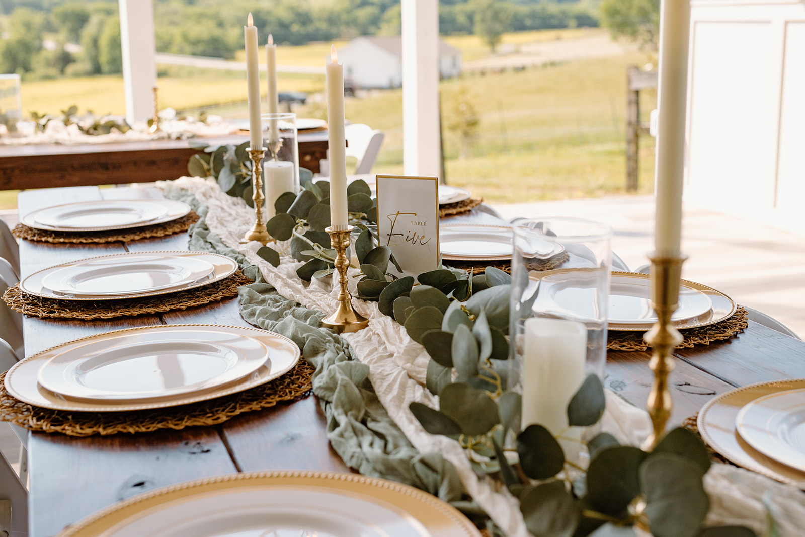 Greenery and Gold Wedding Table Decor