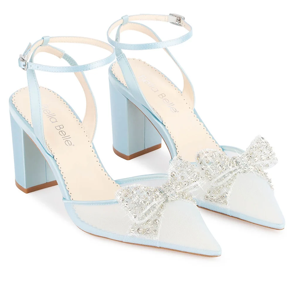 bella belle athena crystal bow blue block heel wedding shoes - Step Into Style: Top Wedding Shoe Trends and Where to Find Them bella belle athena crystal bow blue block heel wedding shoes