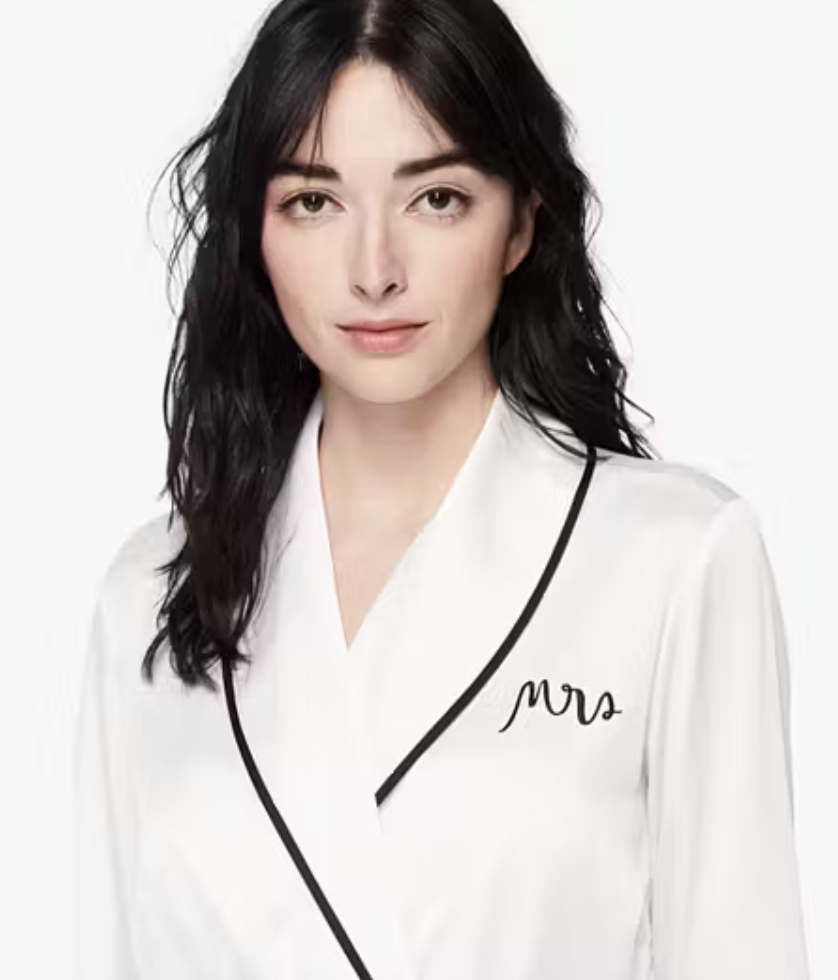 mrs short robe kate spade 1 - Wedding Morning Must-Haves: The Best Wedding Robes and PJs for Brides and Their Bridal Parties mrs short robe kate spade 1