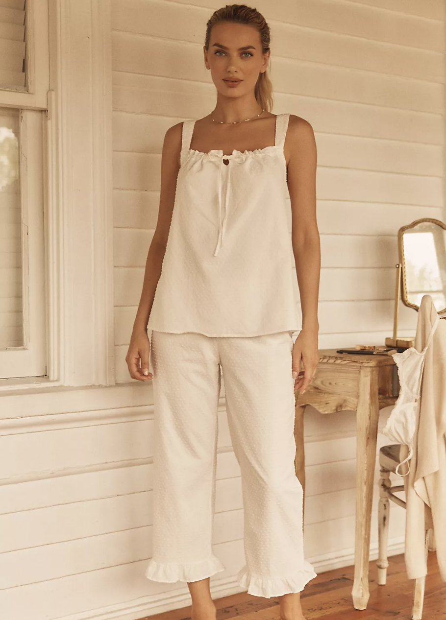 Waverles Swiss Dot Tank Shorts Pajama Set1 - Wedding Morning Must-Haves: The Best Wedding Robes and PJs for Brides and Their Bridal Parties Waverles Swiss-Dot Tank & Shorts Pajama Set
